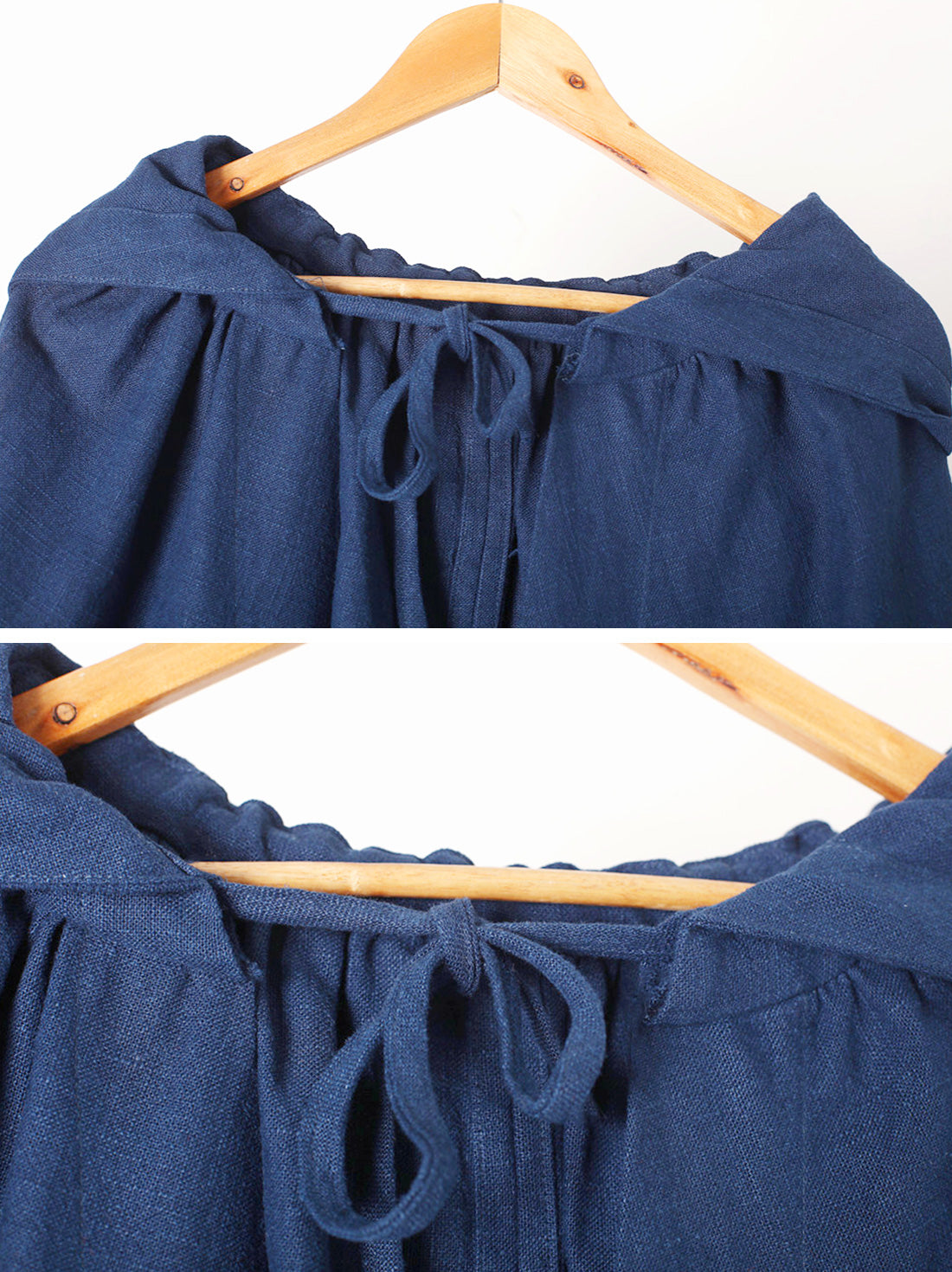 Solid Color Hooded Linen Cape Coat Details 1
